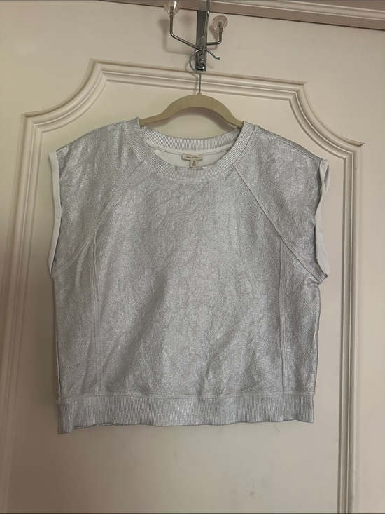 Pilcro Tops - Metallic Silver Sleeveless Knit Top